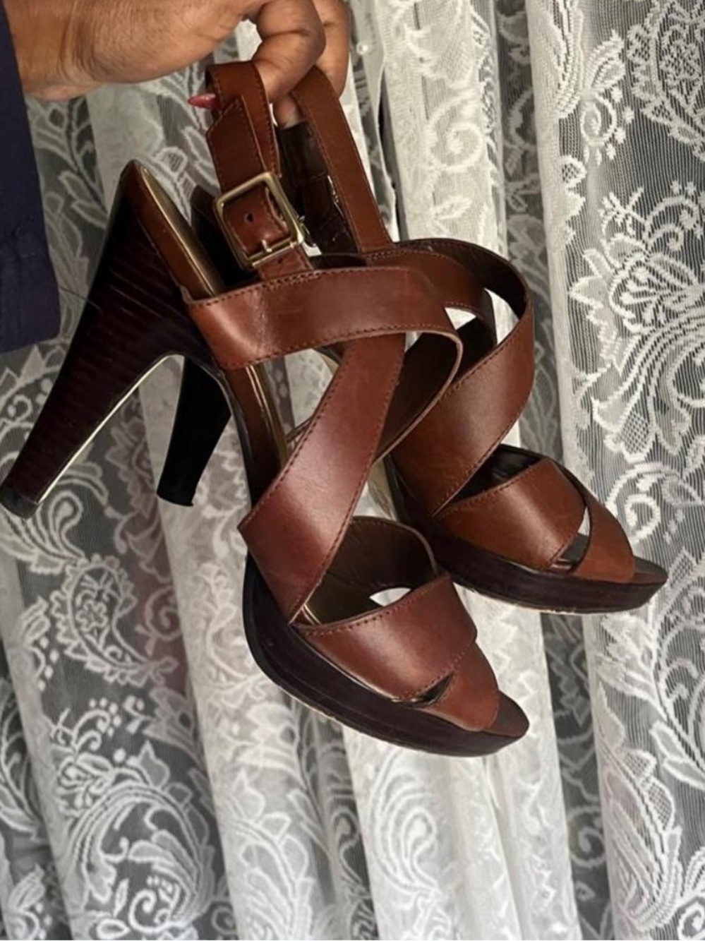 90s Classic Brown Strappy Women's High Heel Sandals